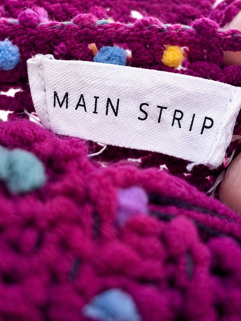 Main Strip Confetti Sweater Small Purple Chunky Knit Distressed Crop Cozy Boho - Picture 4 of 9